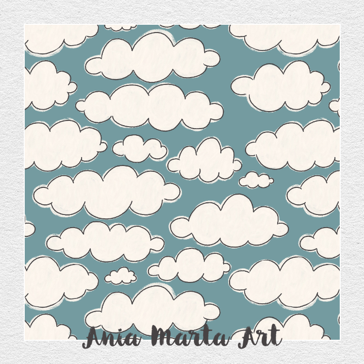 clouds by Ania Marta Art handdrawn pattern