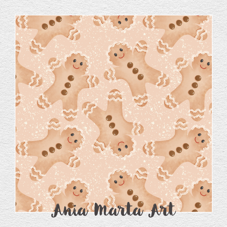 gingerbread men by Ania Marta Art Christmas repeating pattern for licencing