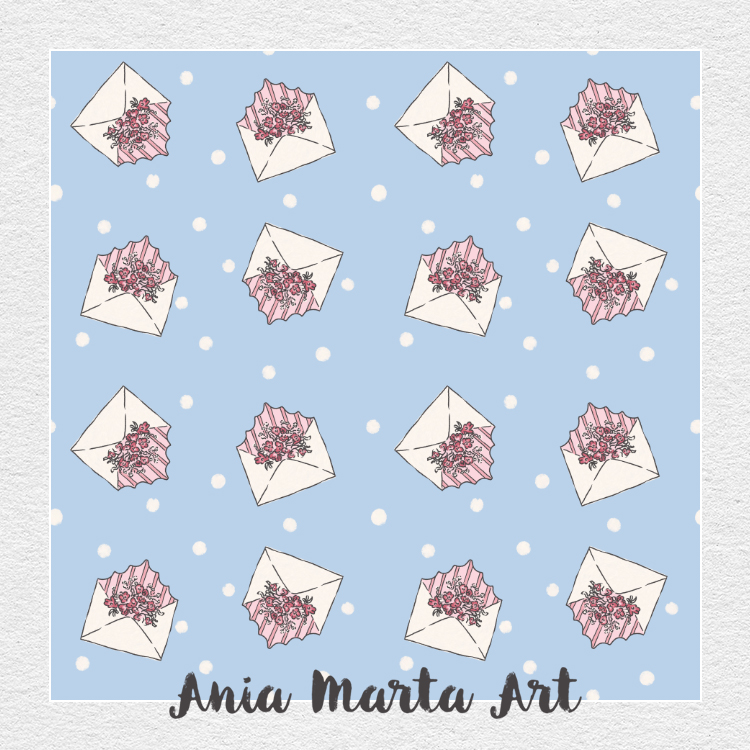 love letters by Ania Marta Art repeating pattern