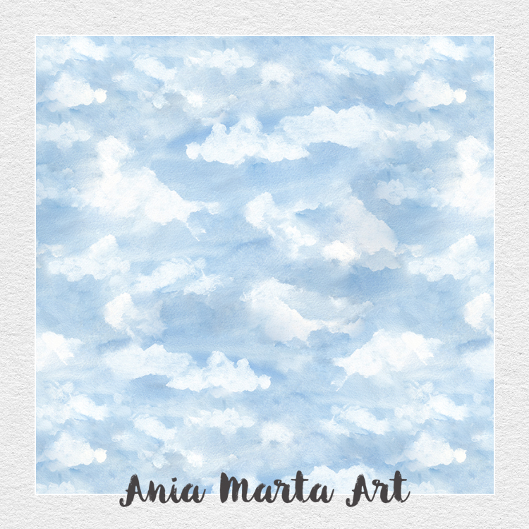 watercolor clouds pattern by Ania Marta Art