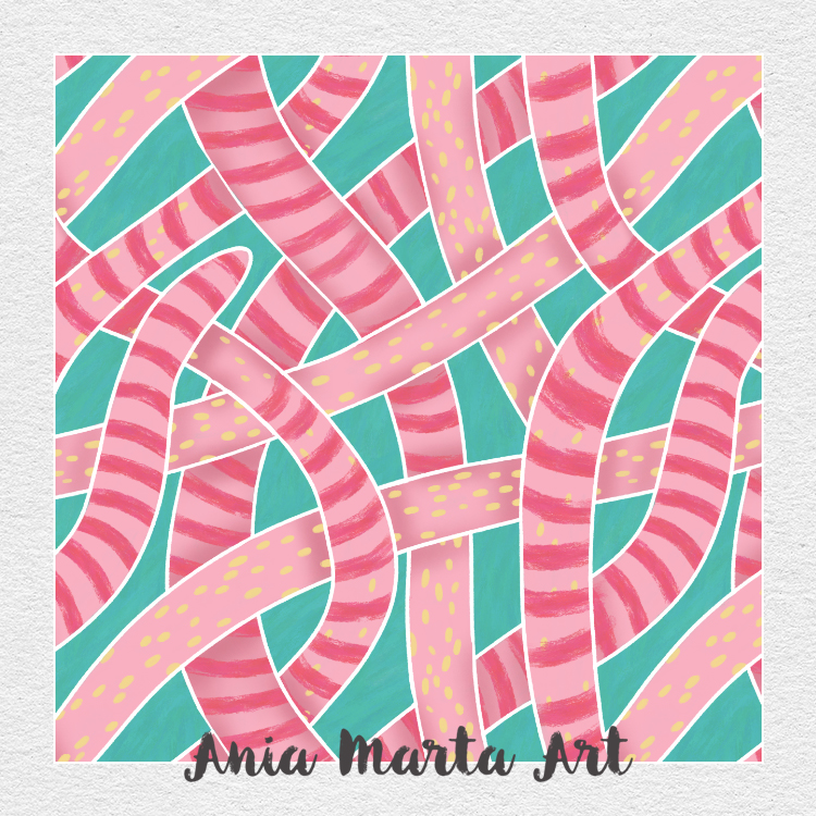playful quirky pattern worms by Ania Marta Art