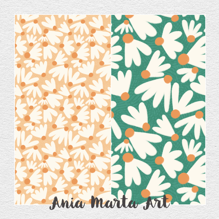 bold colorful floral pattern by Ania Marta Art