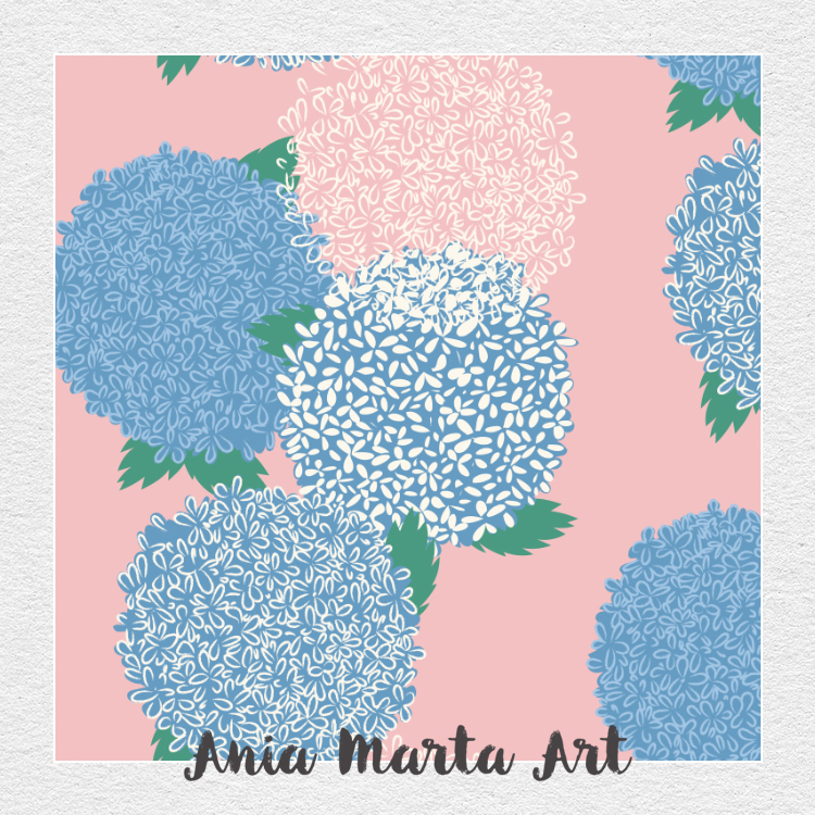 hydrangea repeating pattern fabric flowers