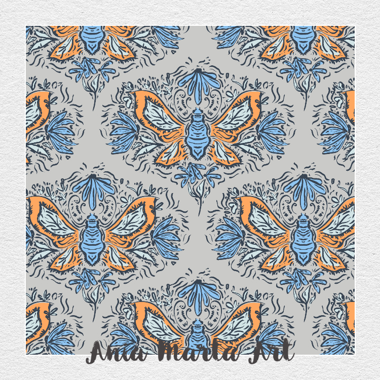 moth design insect nature by Ania Marta Art