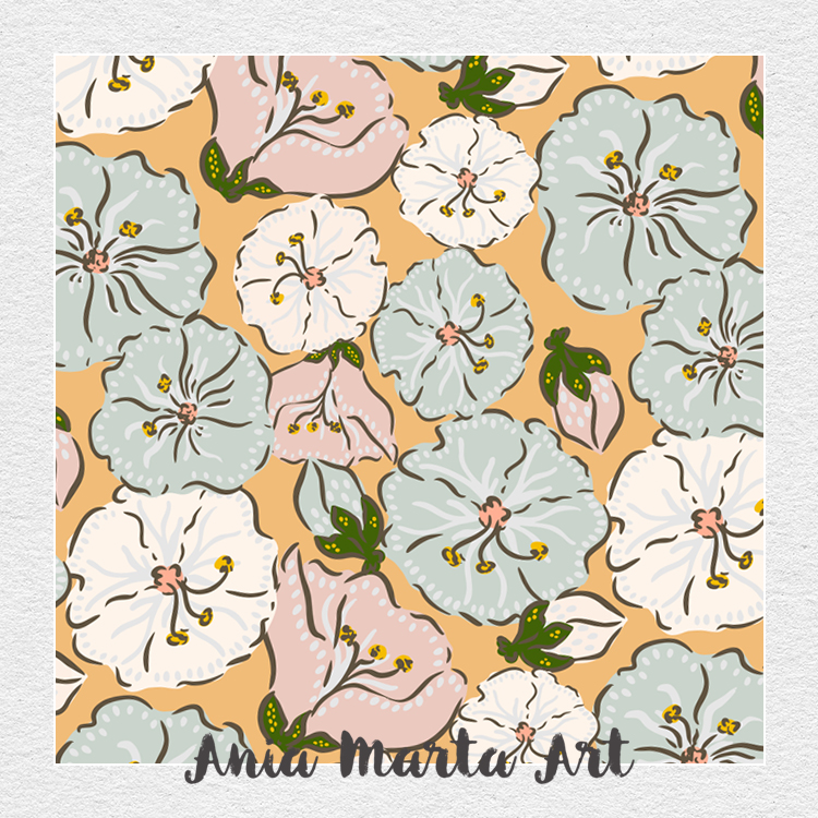 handpainted floral design by Ania Marta Art