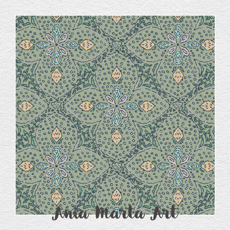 Inspired by traditional Italian ceramics, this intricate tile pattern blends vintage charm with a modern touch. Perfect for home decor, upholstery, and fashion, it brings the warmth of Mediterranean artistry to any space. Design by professional surface pattern designer Ania Marta Art